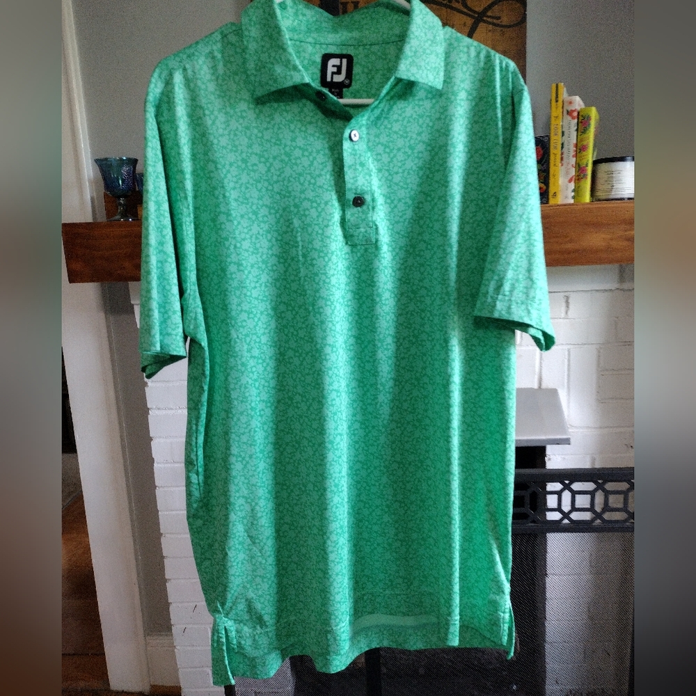 FootJoy Green Painted Floral Lisle Performance Polo